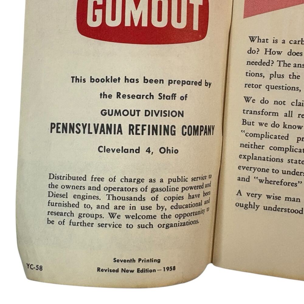 VTG 1958 "Know Your Carburetor" Gum Out Advertisement Automotive Car Repair 50s - Picture 9 of 12